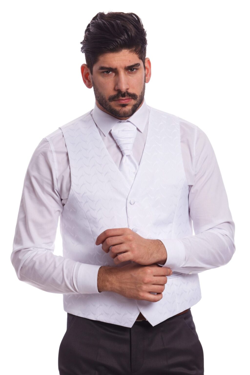 Fehér Mintás Esküvői Mellény Szett