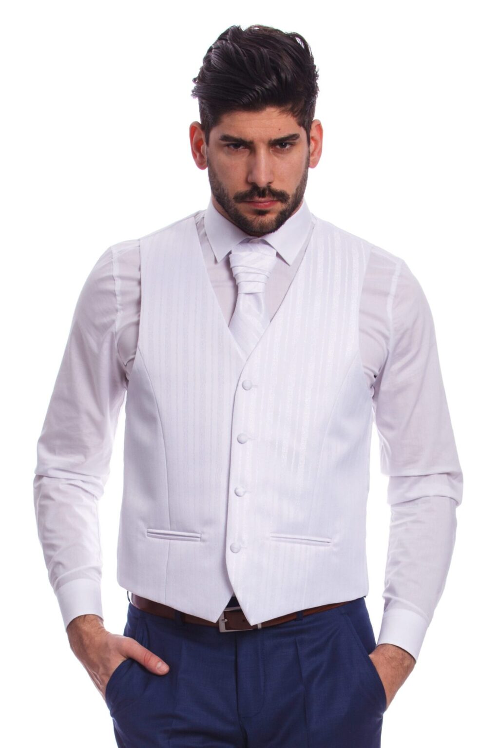 Fehér Mintás Esküvői Mellény Szett