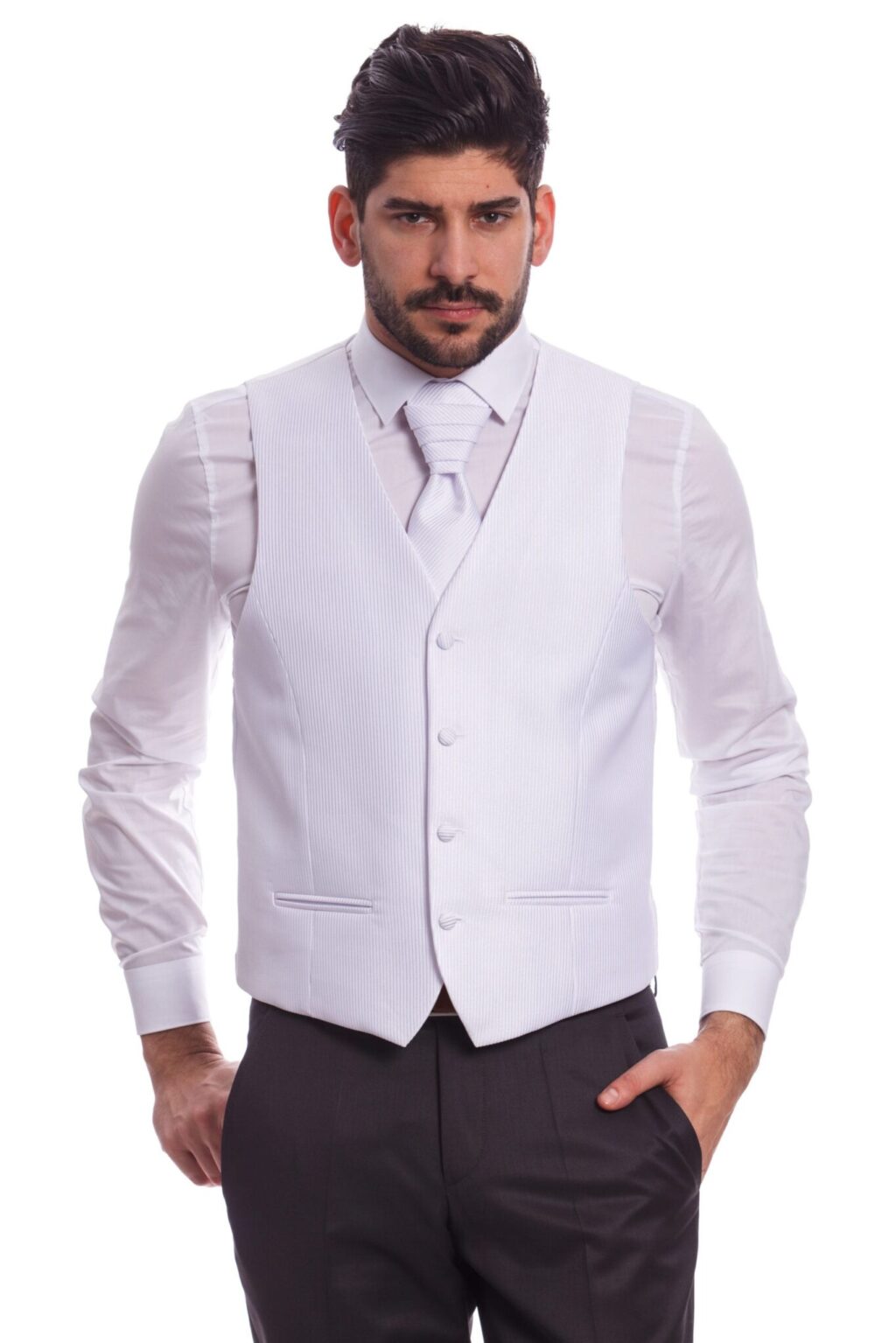 Fehér Csíkos Esküvői Mellény Szett