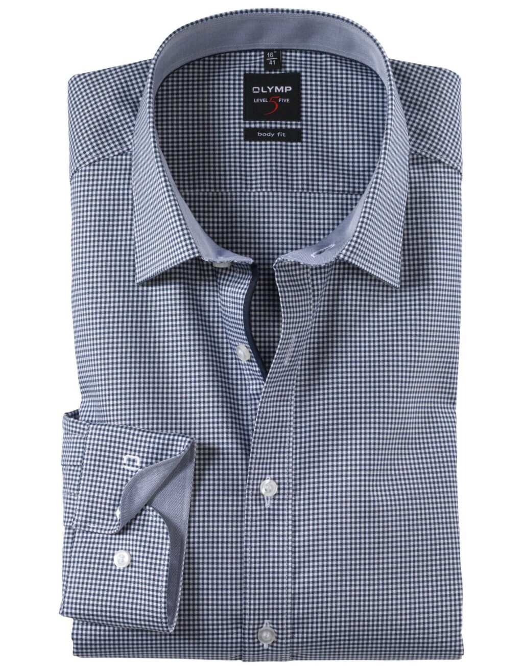 OLYMP Level5 Body Fit Sötétkék Apró Kockás Ing