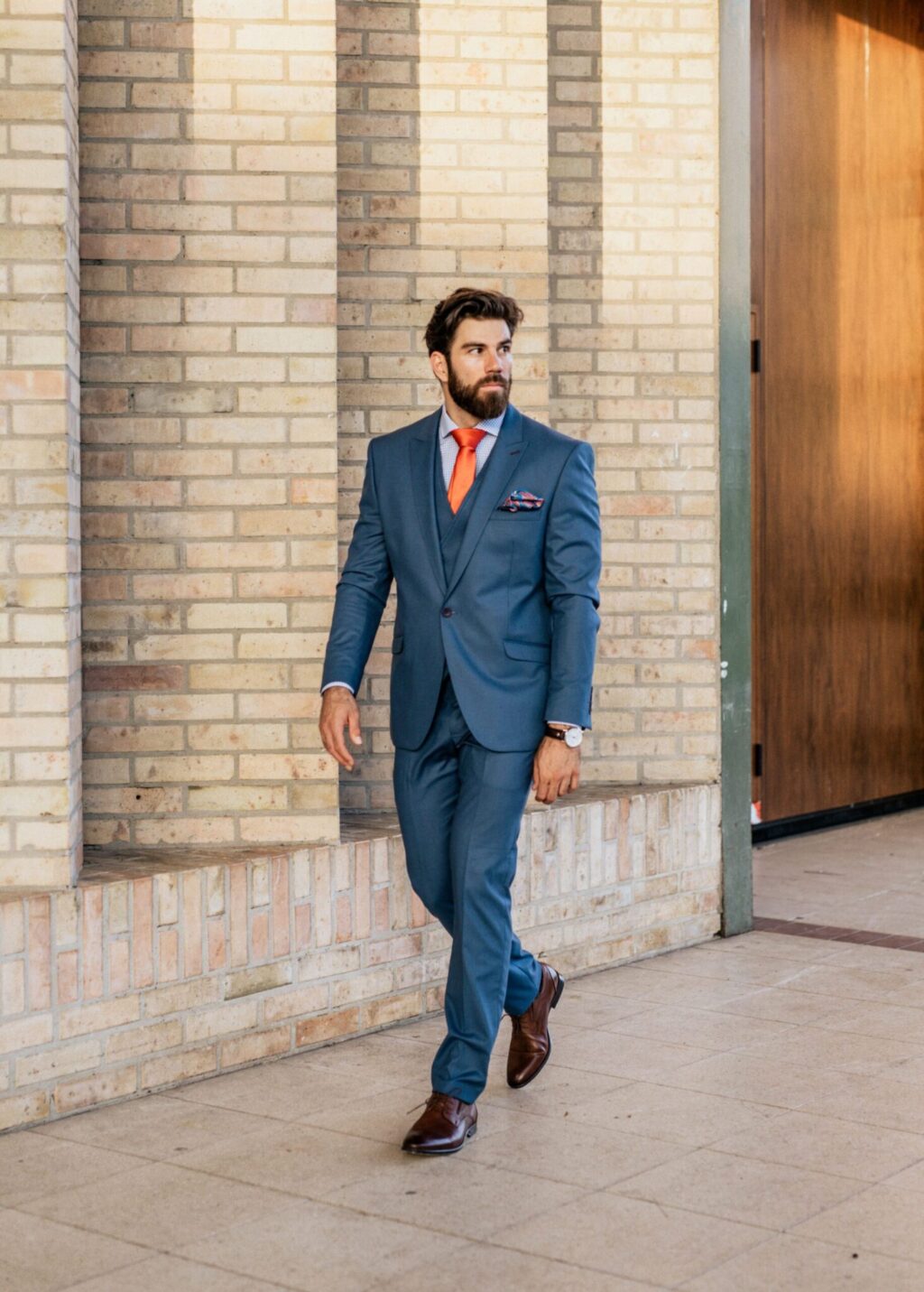 Manzetti Kék Slim Fit Öltönynadrág