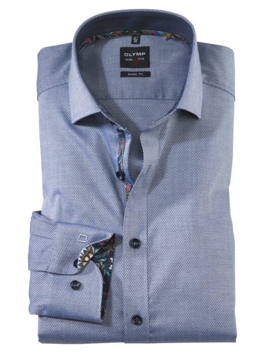 OLYMP Level5 Body Szürkés Kék Ing