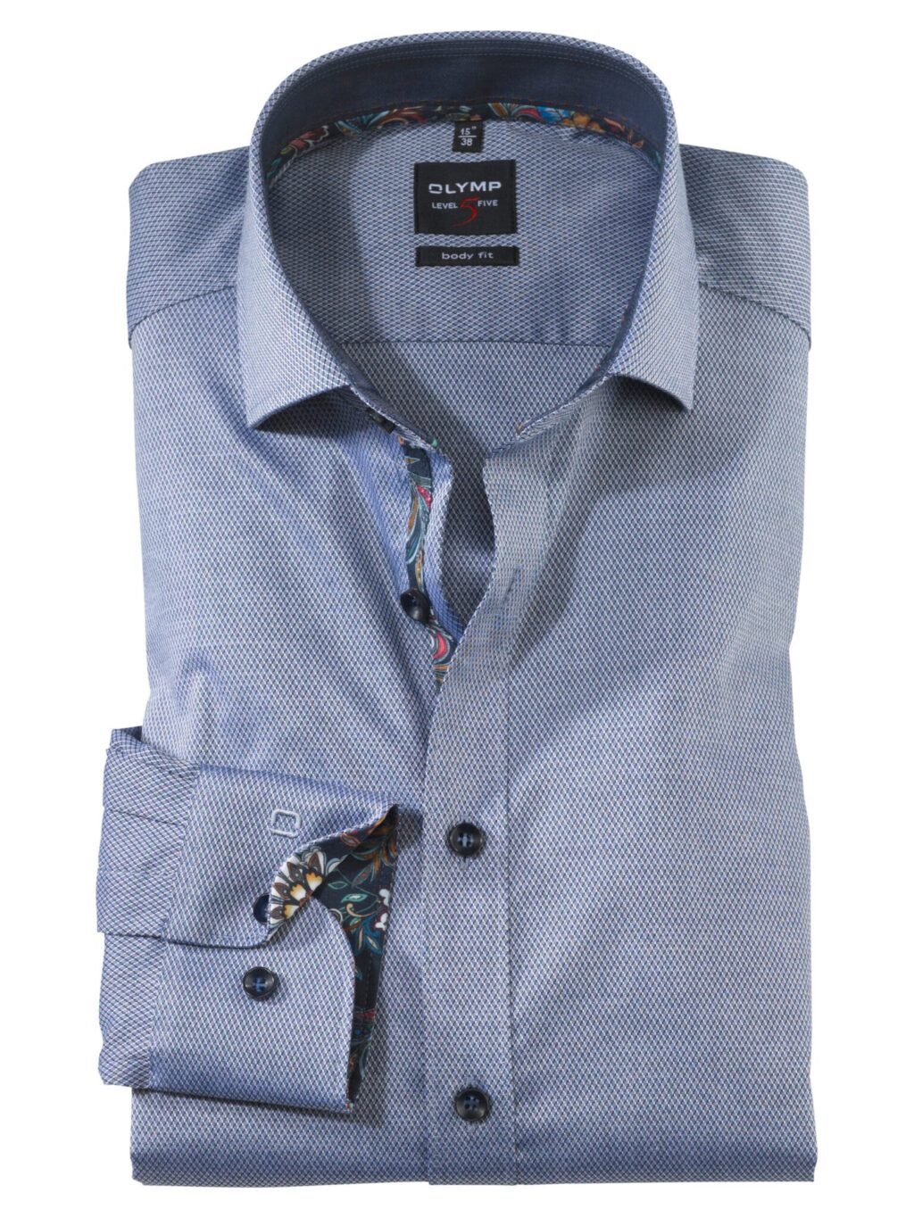 OLYMP Level5 Body Szürkés Kék Ing