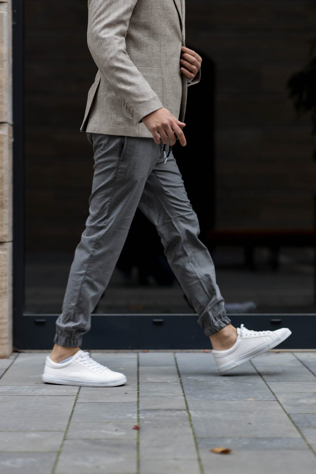 Szürke Aprómintás Slim Fit Chino Nadrág