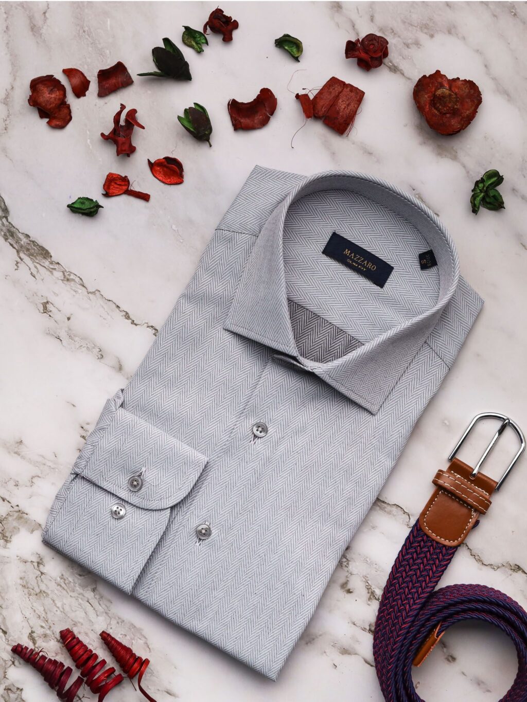 Mazzaro Szürke Halszálka Mintás Ing