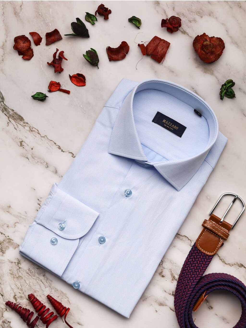 Mazzaro Világoskék Halszálka Mintás Ing