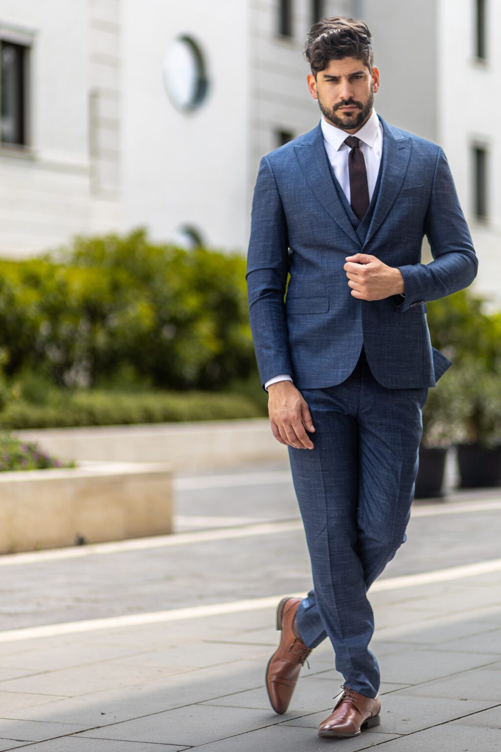 Farmerkék Slim Fit Öltönynadrág