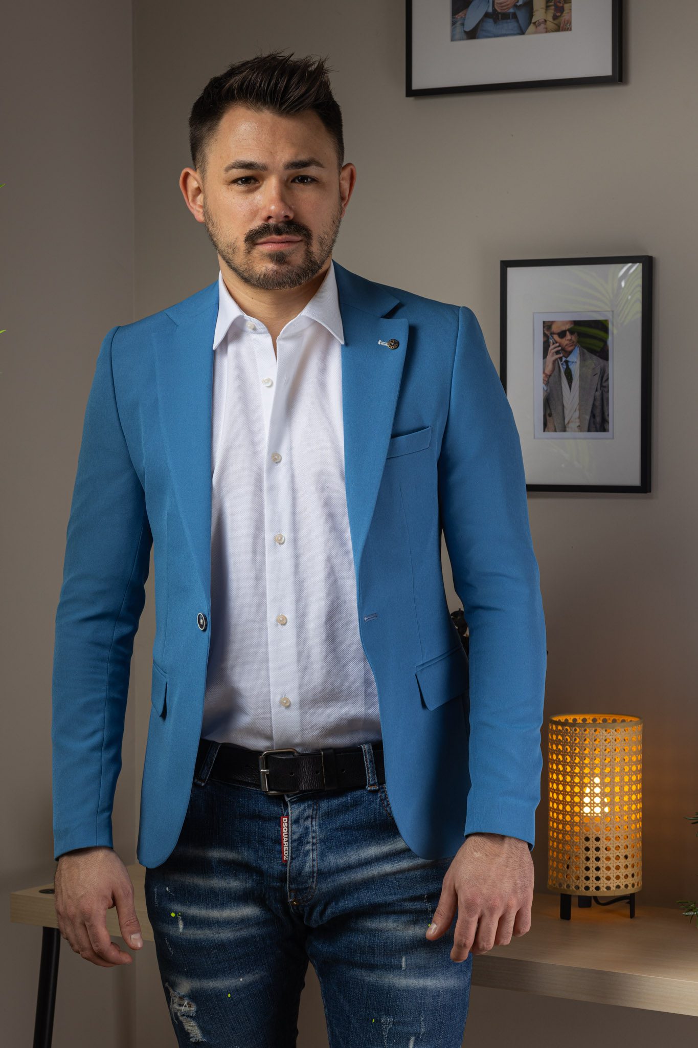 Világoskék Slim Fit Sportzakó