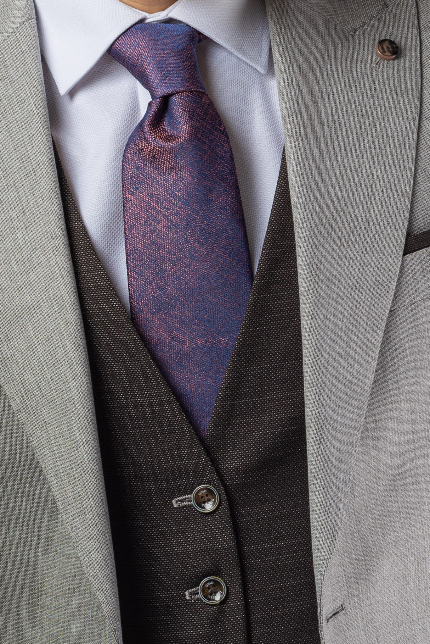 Homokszürke Háromrészes Slim Öltöny Homokszürke Háromrészes Slim Öltöny