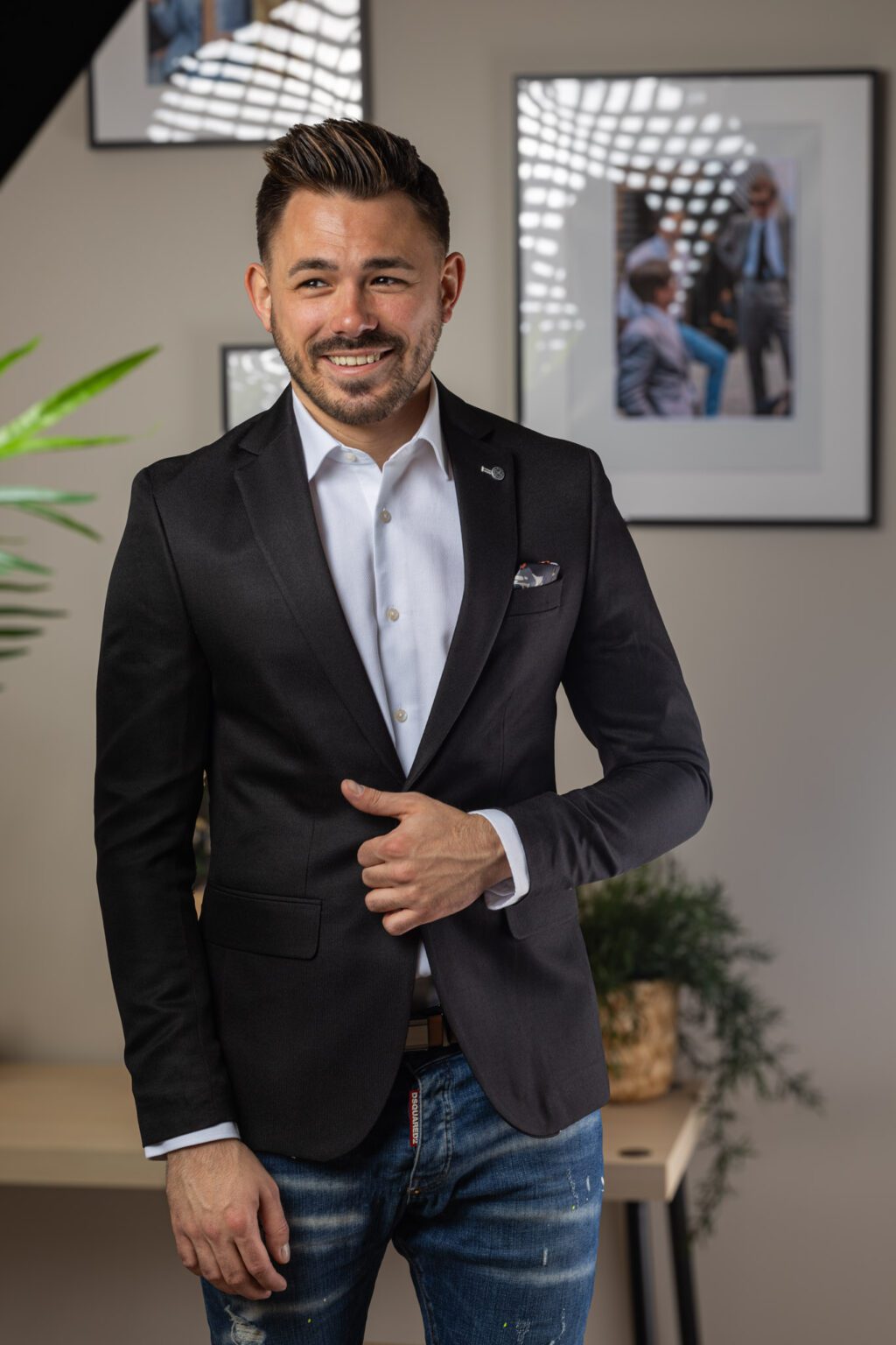 Fekete Slim Fit Sportzakó