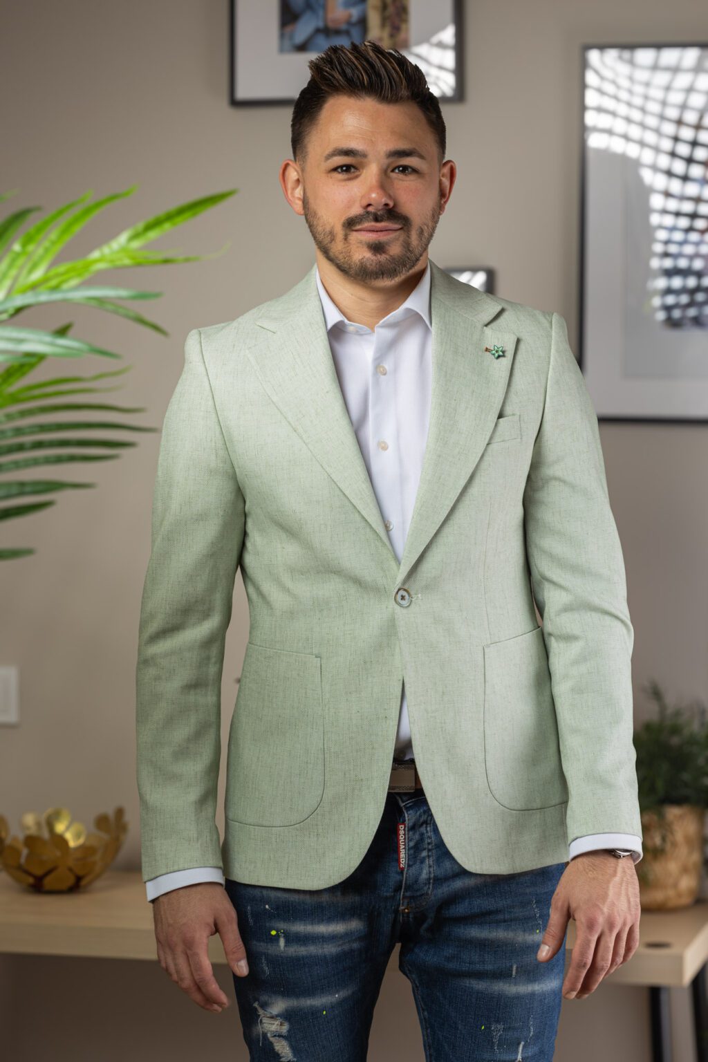 Halványzöld Slim Fit Sportzakó