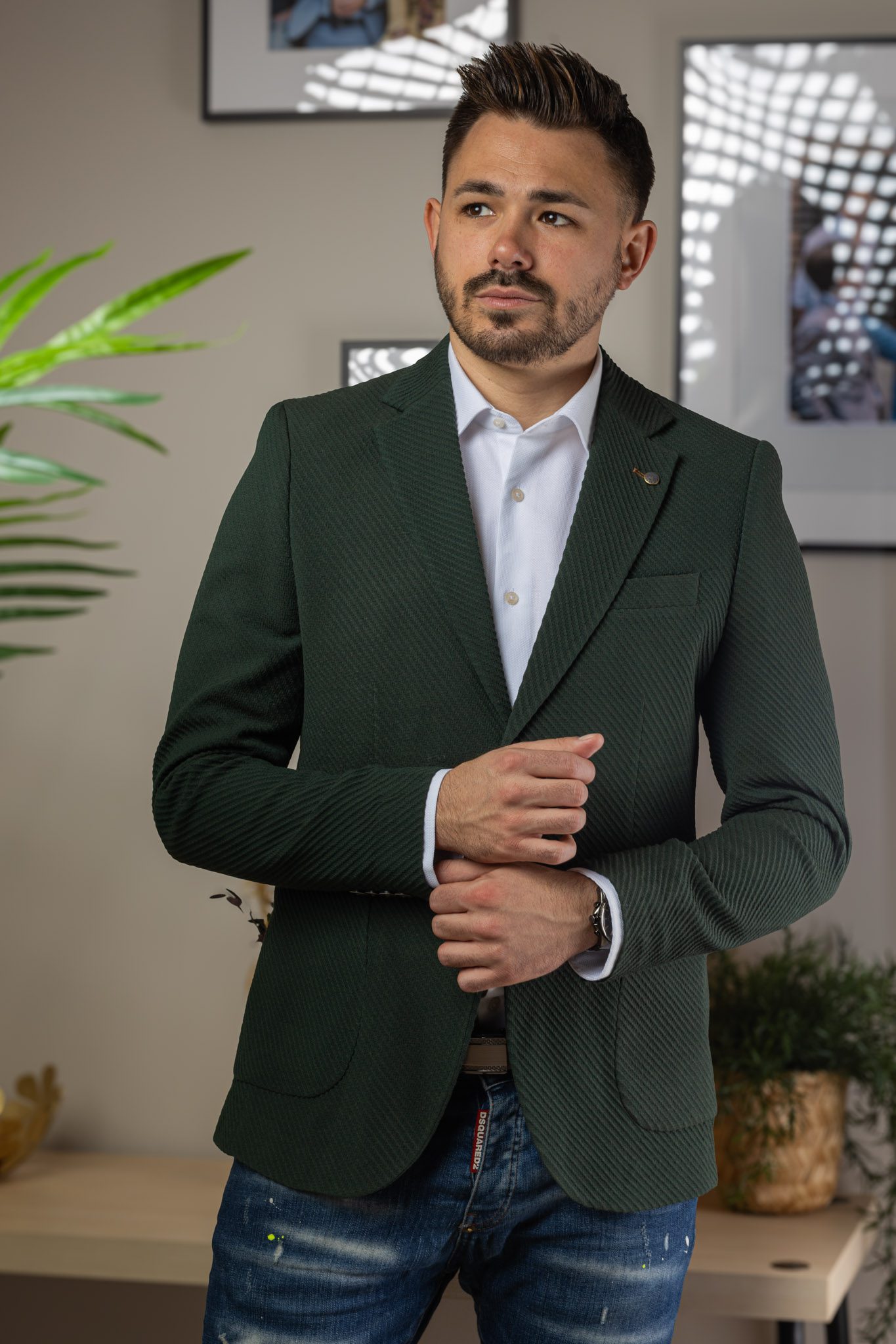 Mohazöld Slim Fit Sportzakó