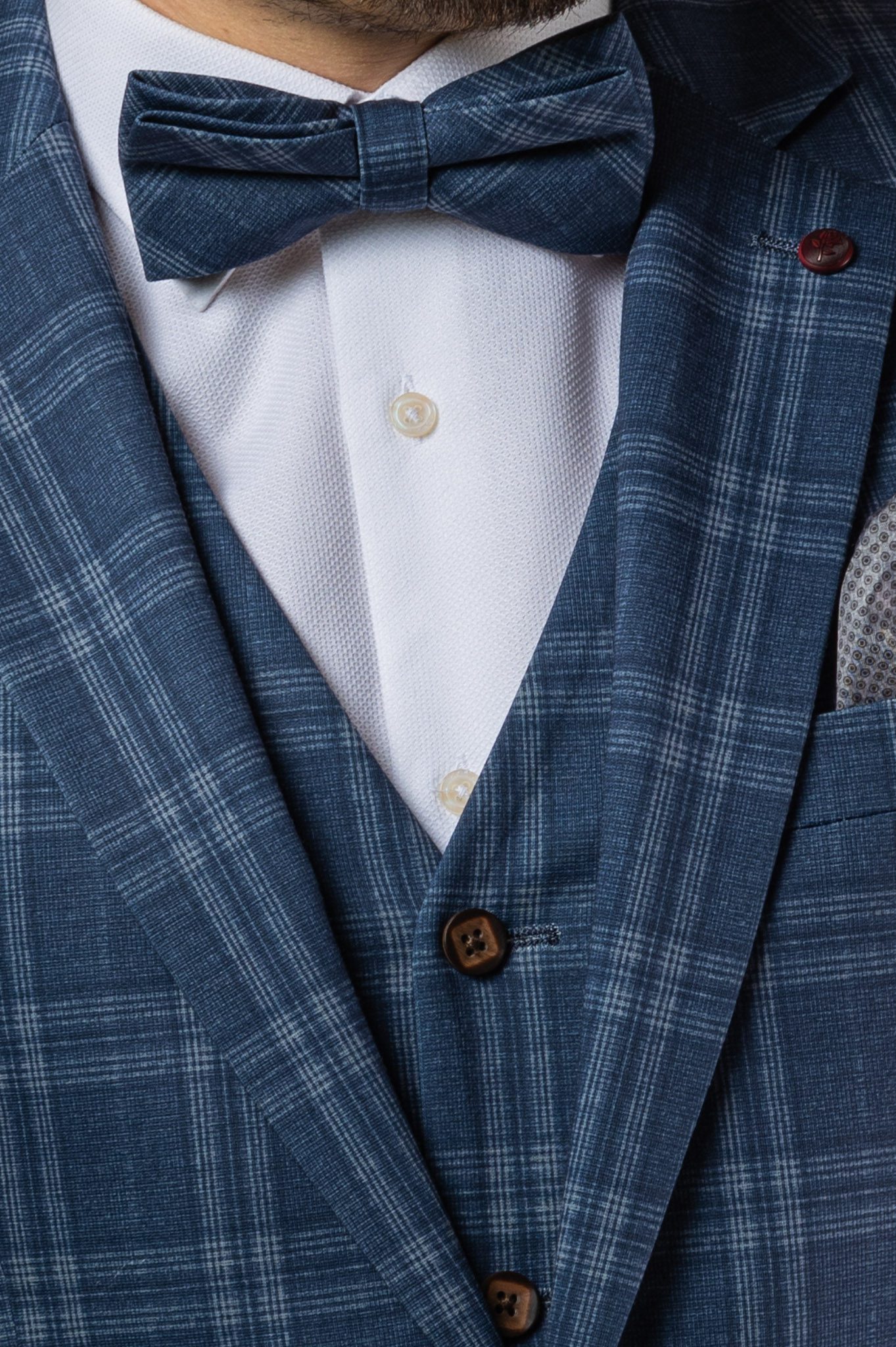 Kék Kockás Ötrészes Slim Öltöny Kék Kockás Ötrészes Slim Öltöny