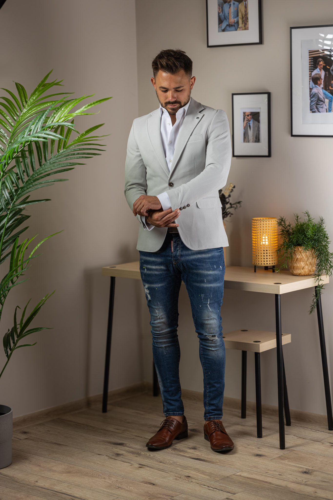 Világosszürke Slim Fit Sportzakó Világosszürke Slim Fit Sportzakó