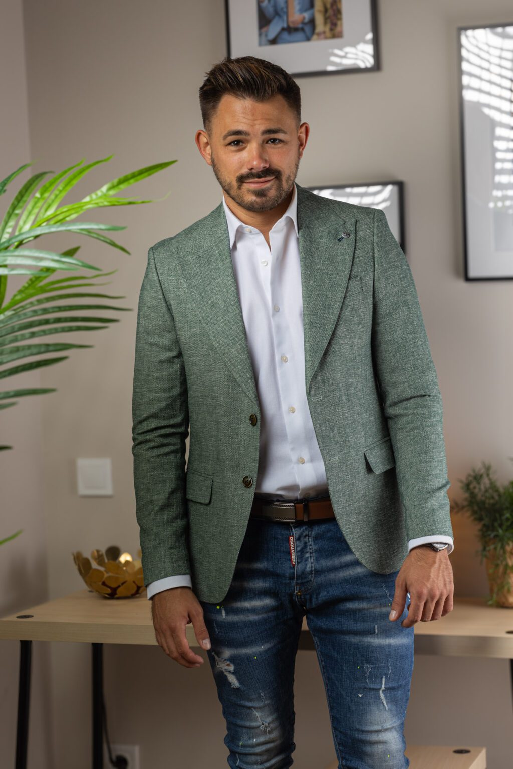 Pasztell Zöld Slim Fit Sportzakó