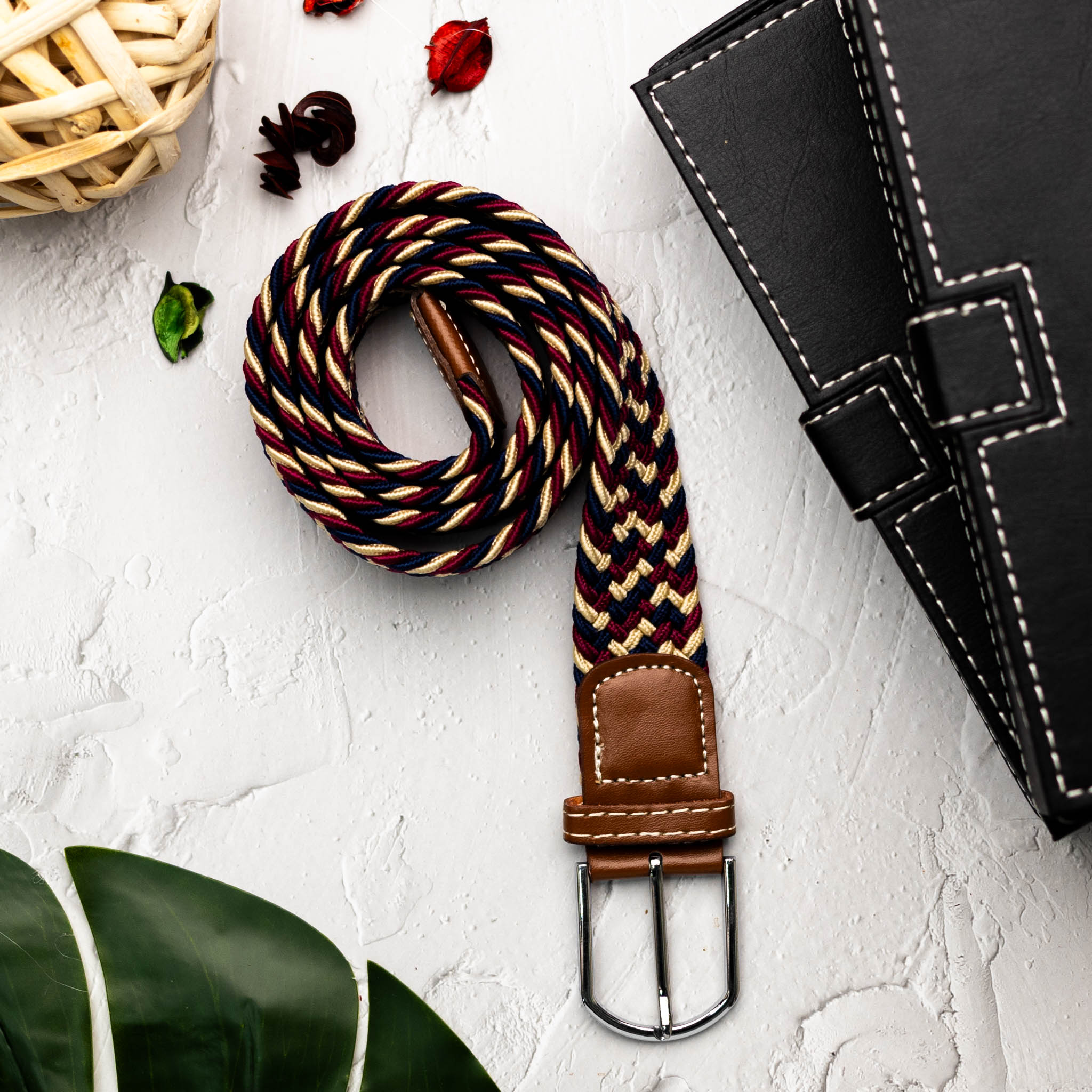 Bordó Kék Vaj  Gumis Öv