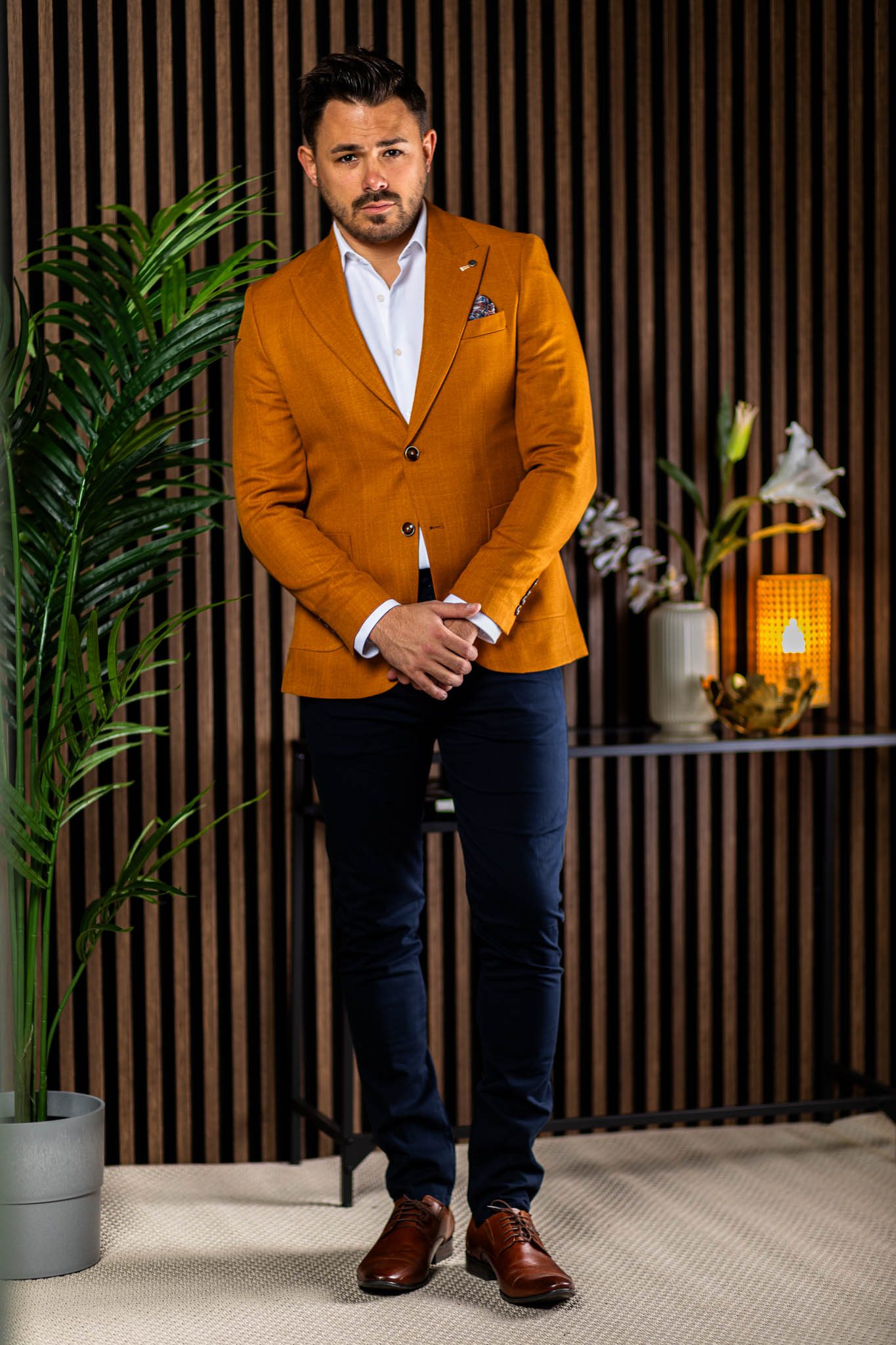 Okkersárga  Slim Fit Sportzakó