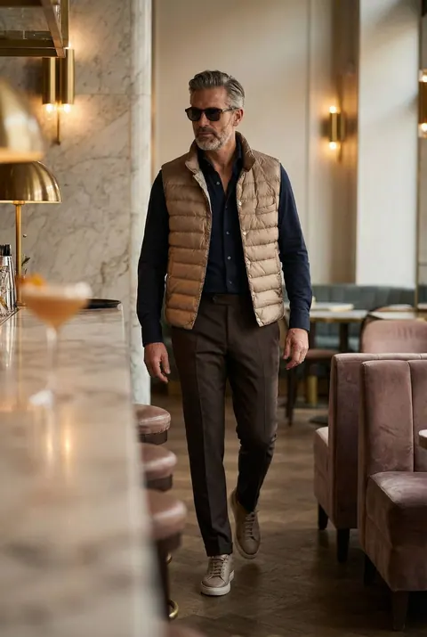 Steppelt Drapp Slim Fit Mellény