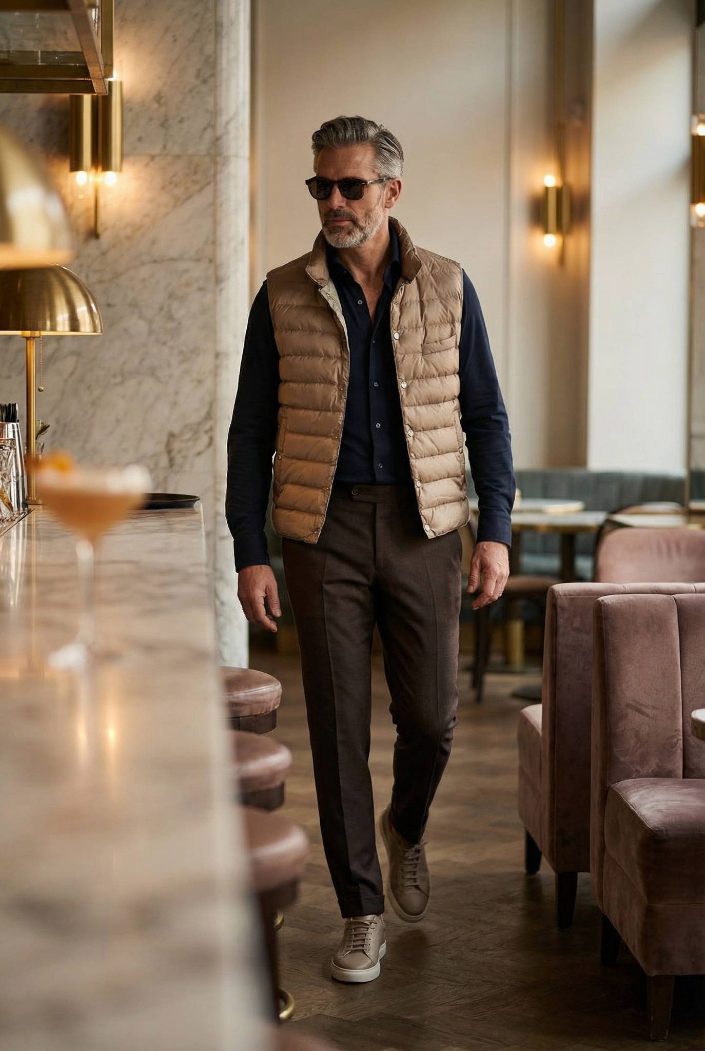 Steppelt Drapp Slim Fit Mellény