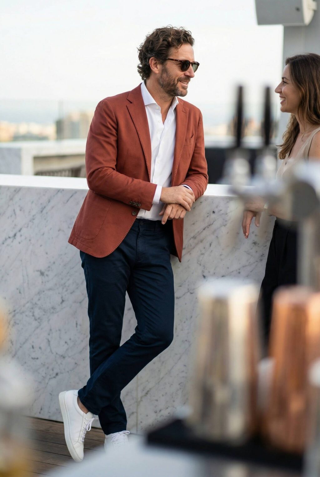 Sötétkék Slim Fit Chino Nadrág