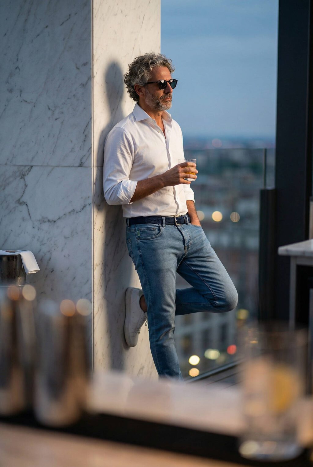 Slim Fit Világoskék  Farmer Nadrág