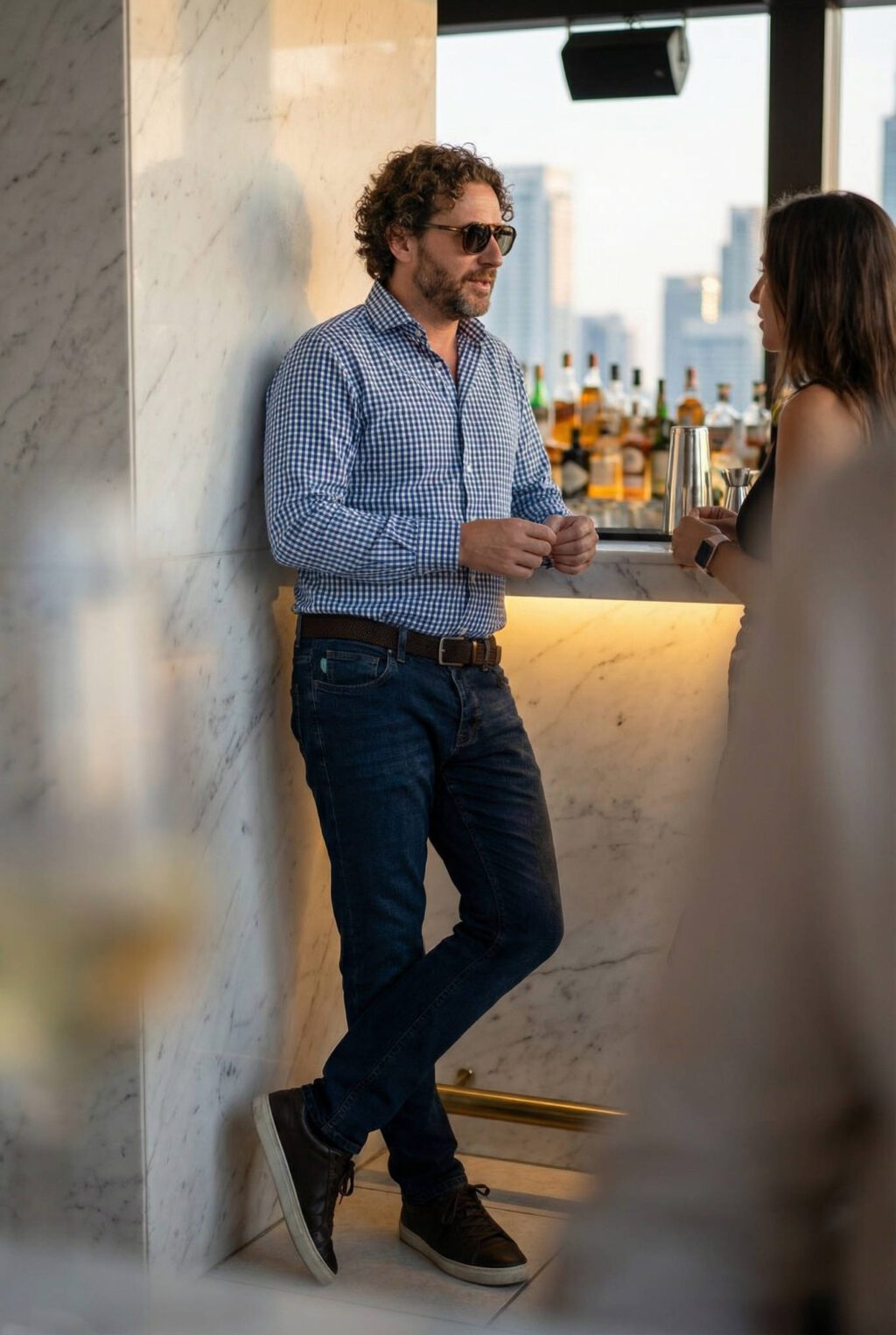 Slim Fit Kék Farmer Nadrág