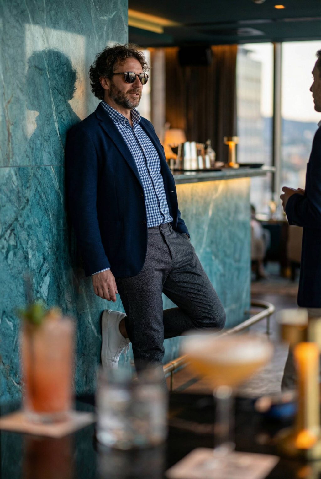 Karbon Szürke Slim Fit Chino Nadrág