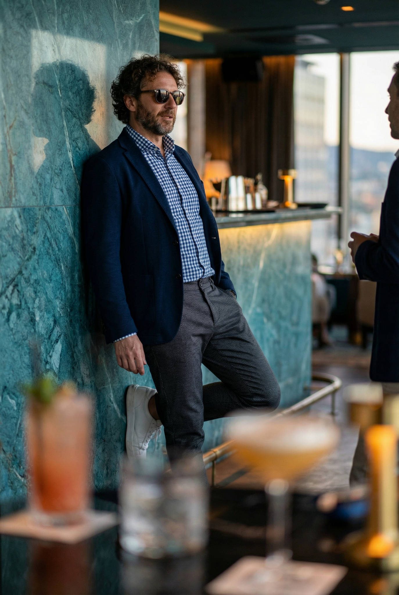 Karbon Szürke Slim Fit Chino Nadrág