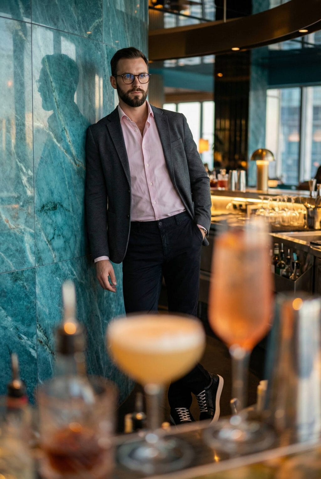 Fekete Slim Fit Chino Nadrág