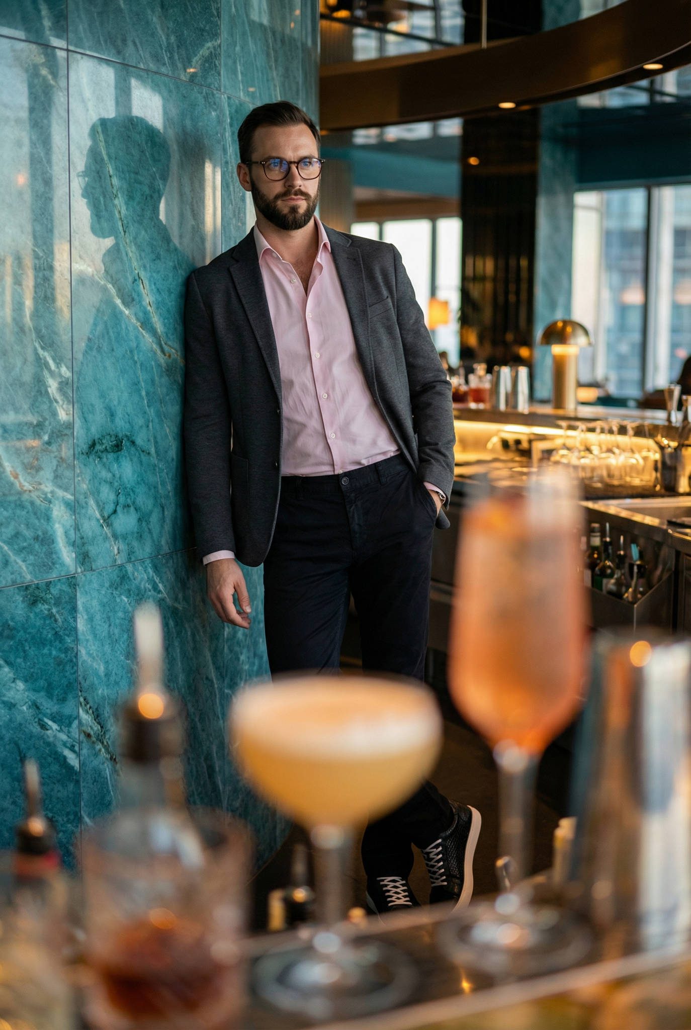 Fekete Slim Fit Chino Nadrág