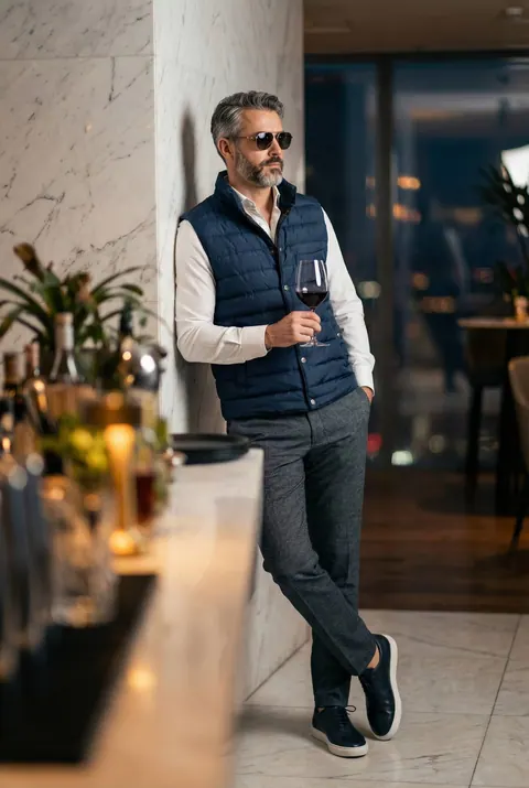 Antracit Szürke Slim Fit Chino Nadrág