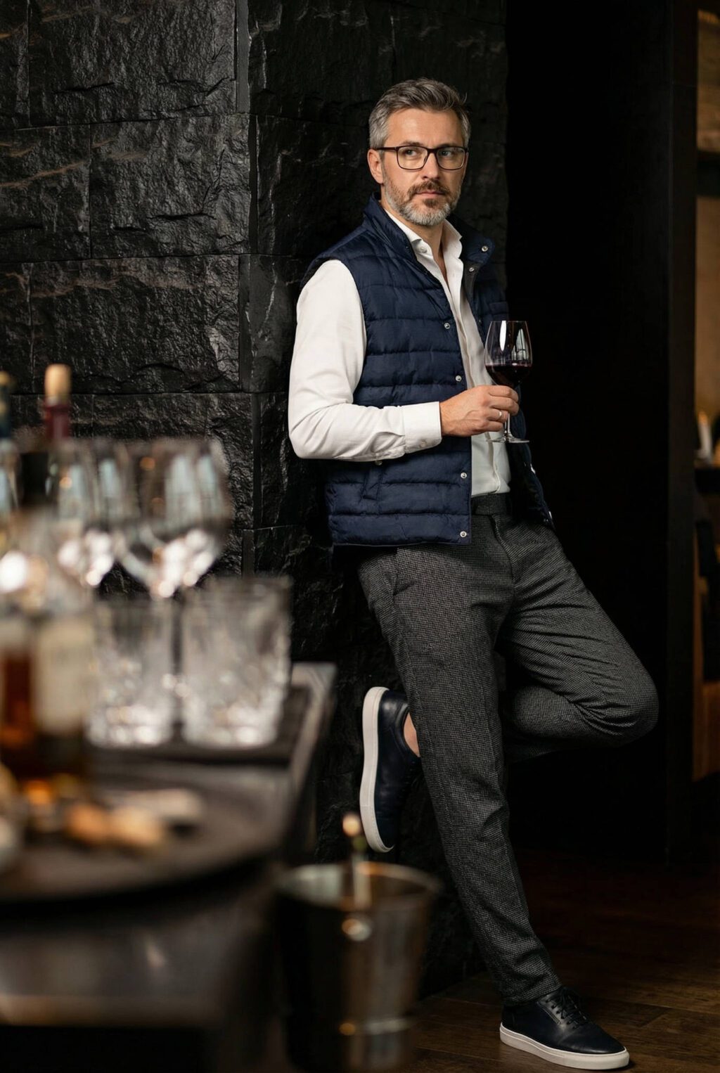 Steppelt Sötétkék Slim Fit Mellény