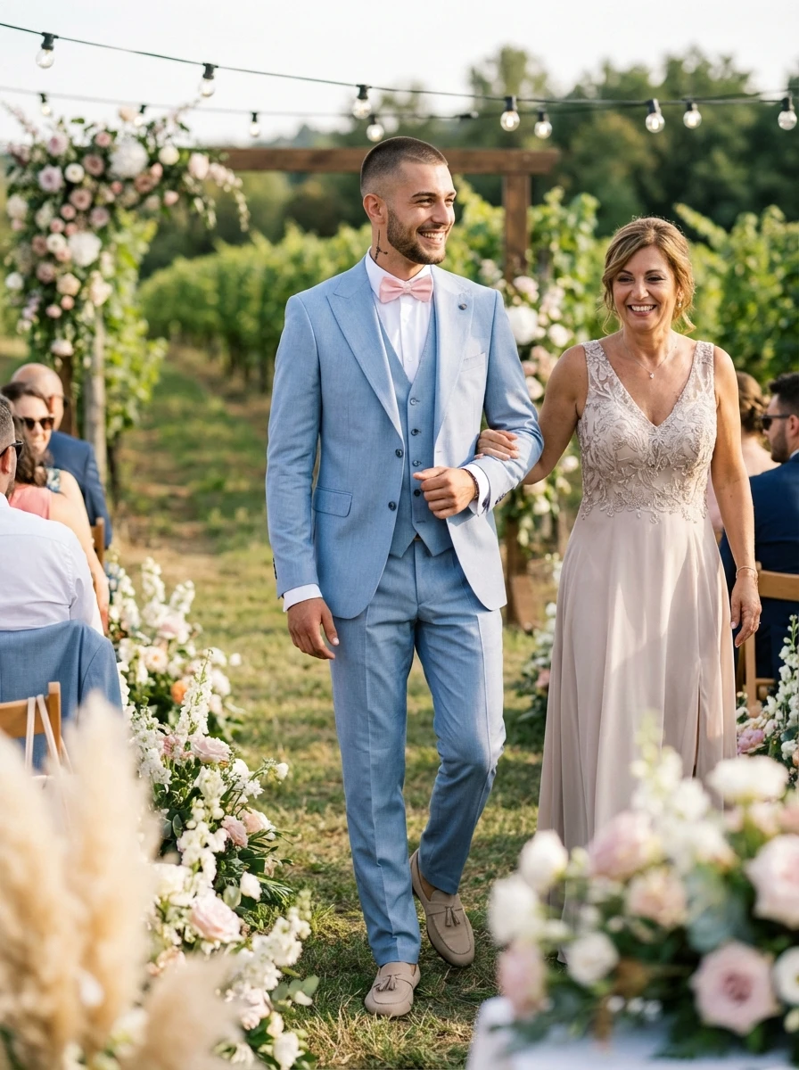 Világoskék Háromrészes Slim Öltöny