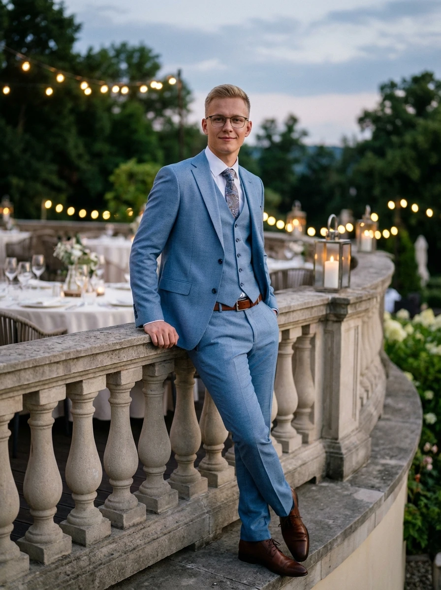 Világoskék Kétrészes Öltöny