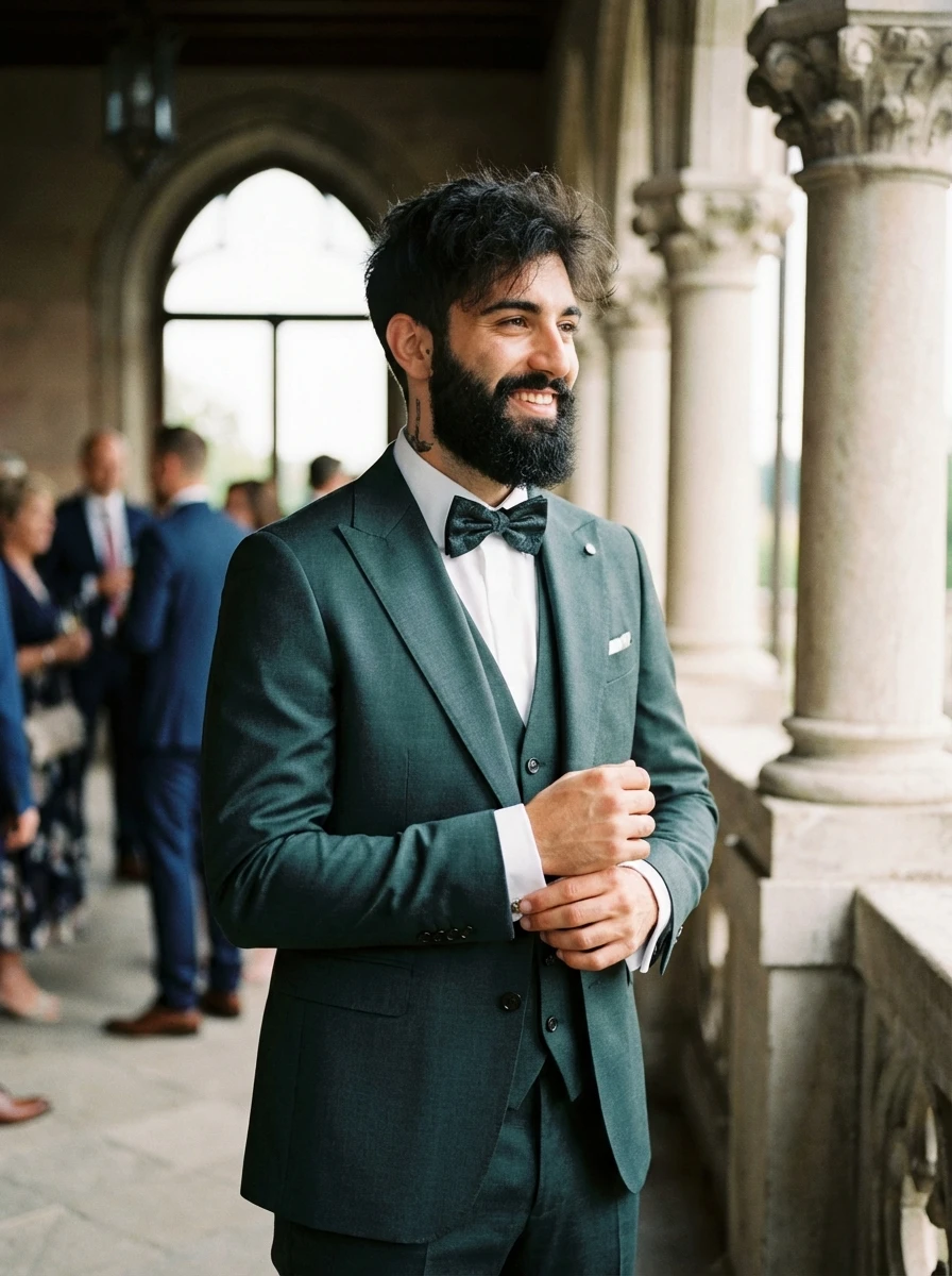 Sötétzöld Háromrészes Slim Öltöny Sötétzöld Háromrészes Slim Öltöny