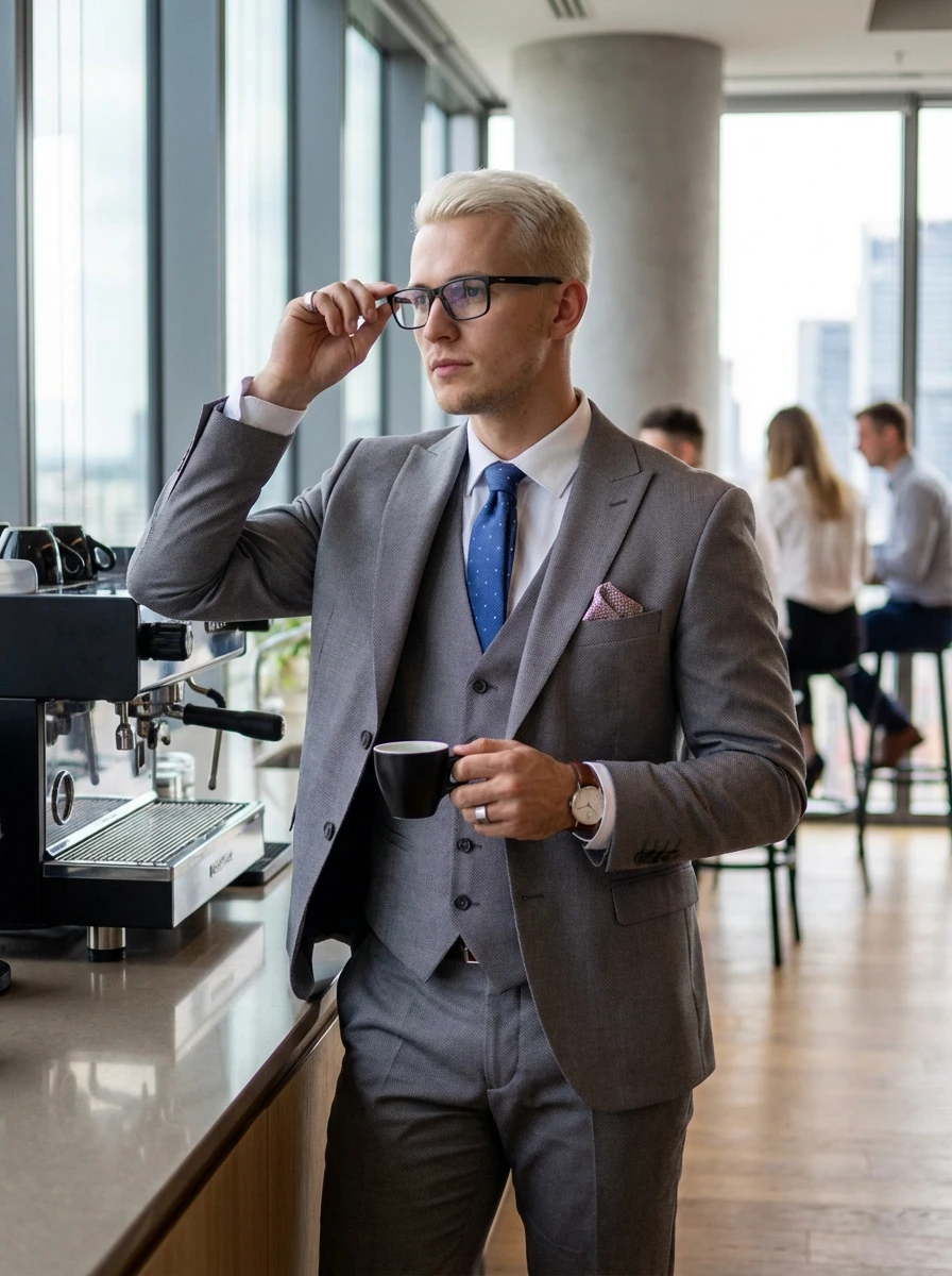 Szürke Mintás Háromrészes Öltöny Szürke Mintás Háromrészes Öltöny