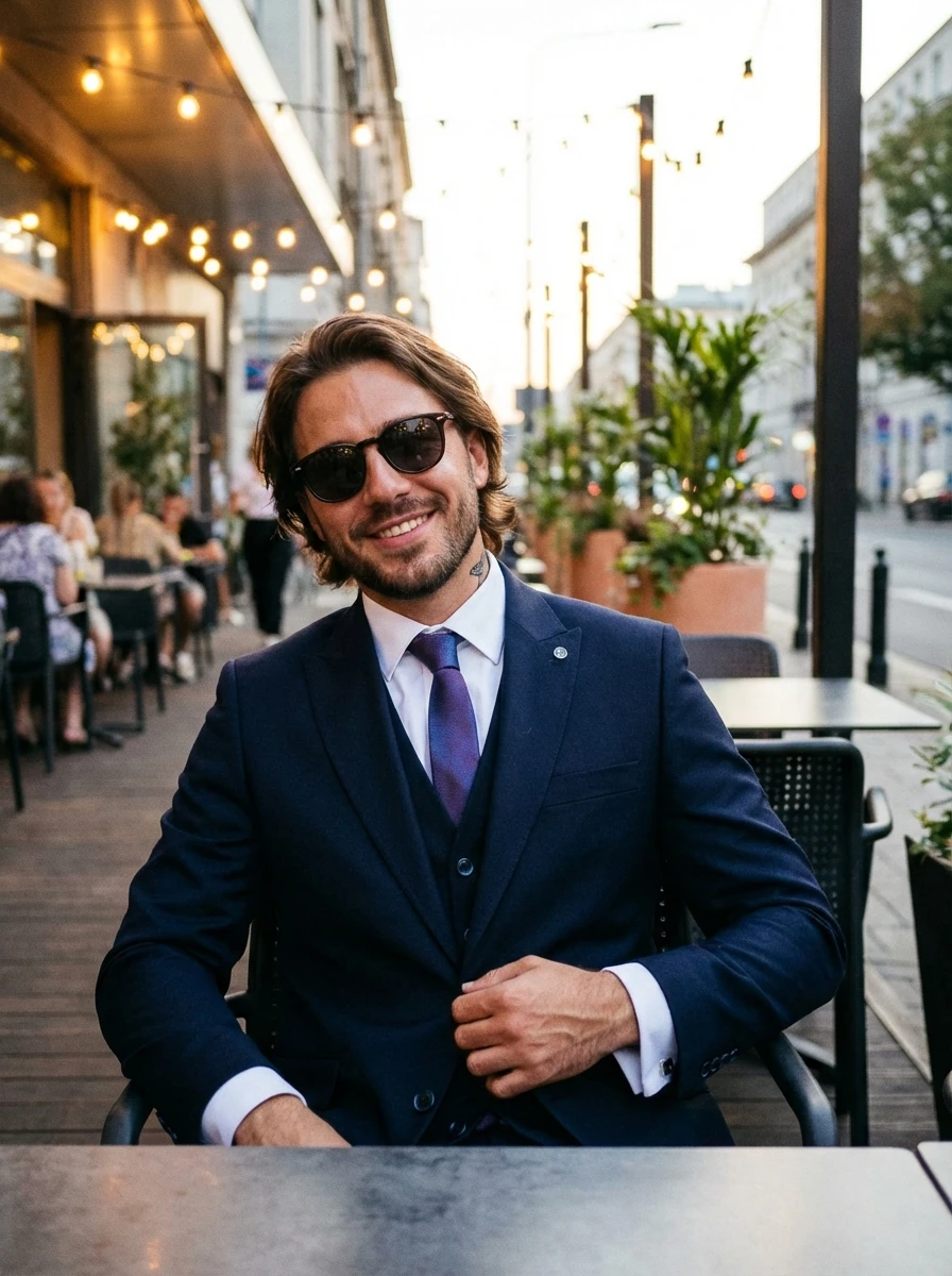 Sötét Kék Háromrészes Slim Öltöny Sötét Kék Háromrészes Slim Öltöny