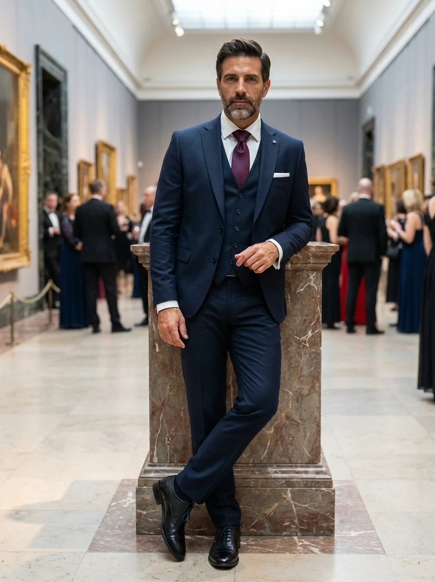 Napoleon Kék Háromrészes Slim Öltöny