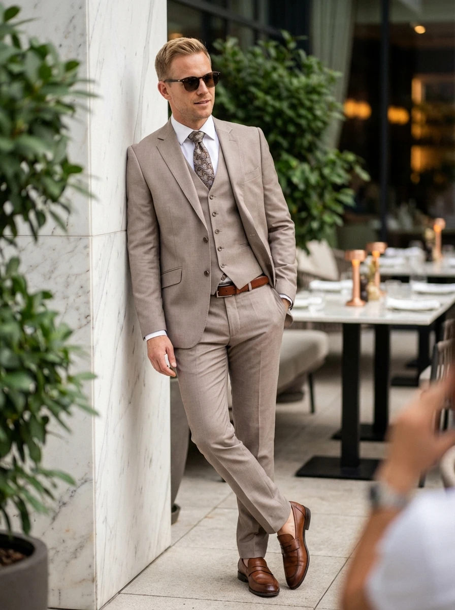 Beige Kétrészes Öltöny Beige Kétrészes Öltöny