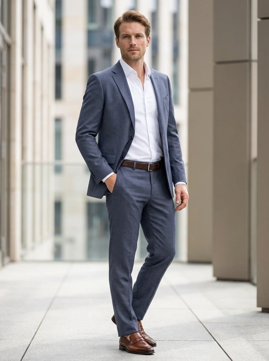 Középszürke Kétrészes Öltöny