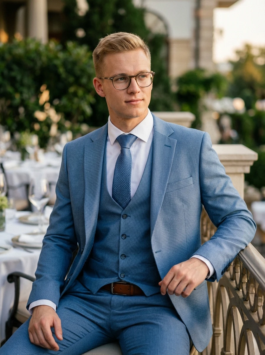 Világoskék Kétrészes Öltöny Világoskék Kétrészes Öltöny