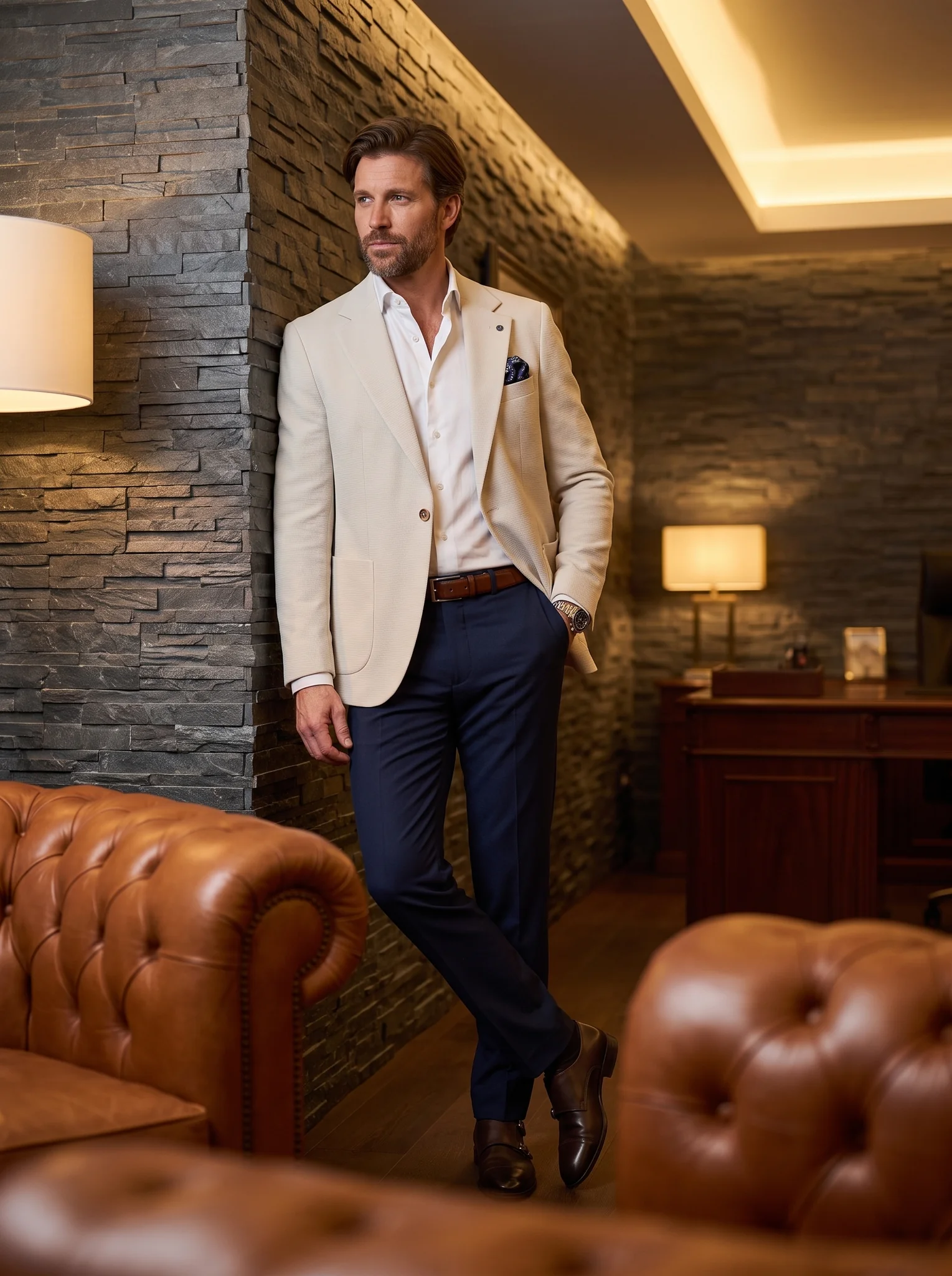 Drapp Nyomott Mintás Slim Fit Sportzakó Drapp Nyomott Mintás Slim Fit Sportzakó