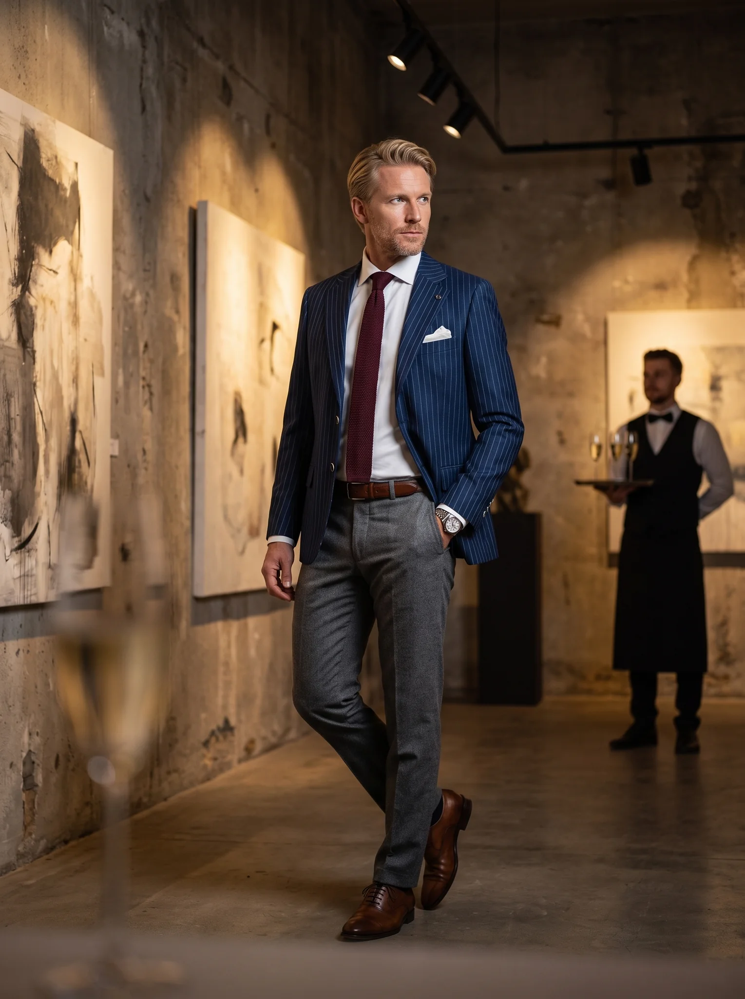 Kék-Fehér Csíkos Slim Fit Sportzakó Kék-Fehér Csíkos Slim Fit Sportzakó