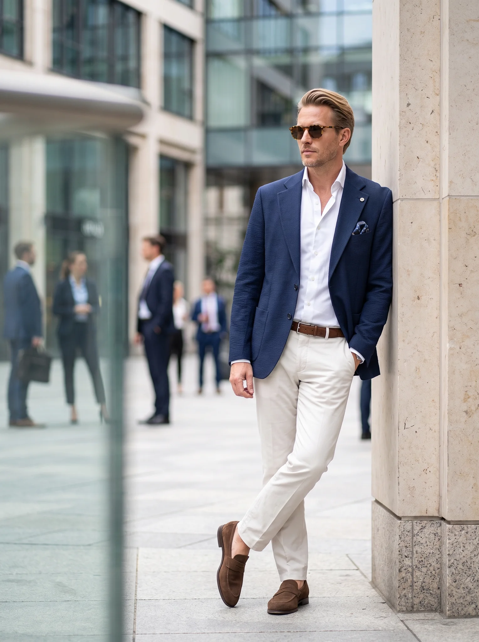 Kék Nyomott Mintás Slim Fit Sportzakó Kék Nyomott Mintás Slim Fit Sportzakó