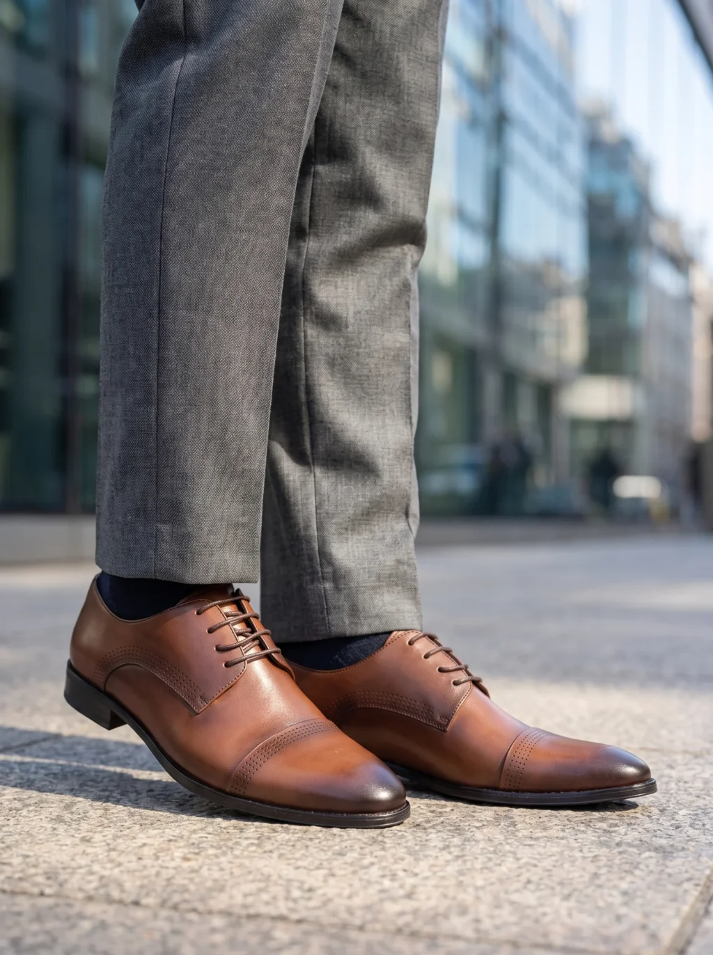 Konyakbarna Cap-Toe Bőr Cipő