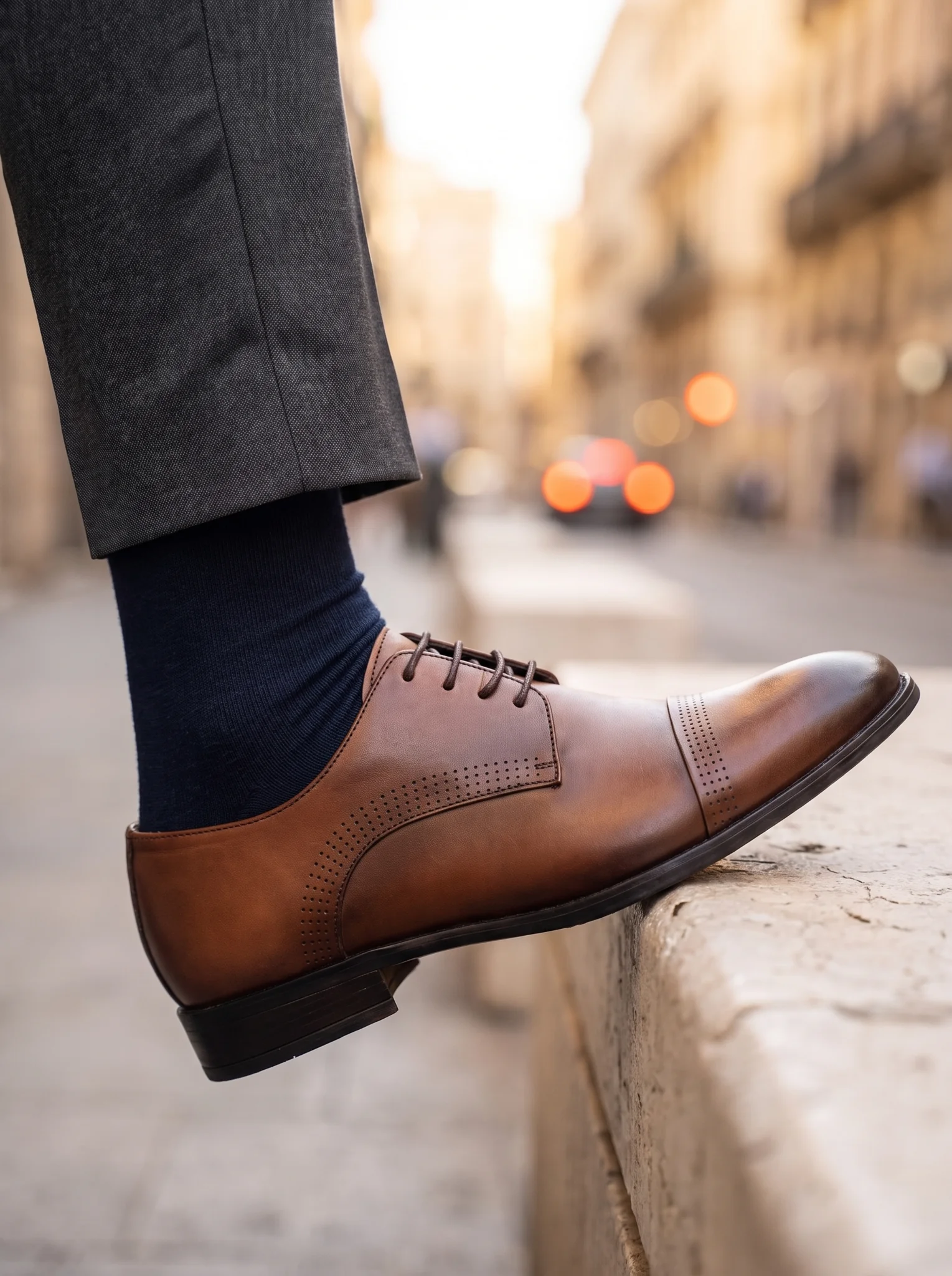 Konyakbarna Cap-Toe Bőr Cipő Konyakbarna Cap-Toe Bőr Cipő