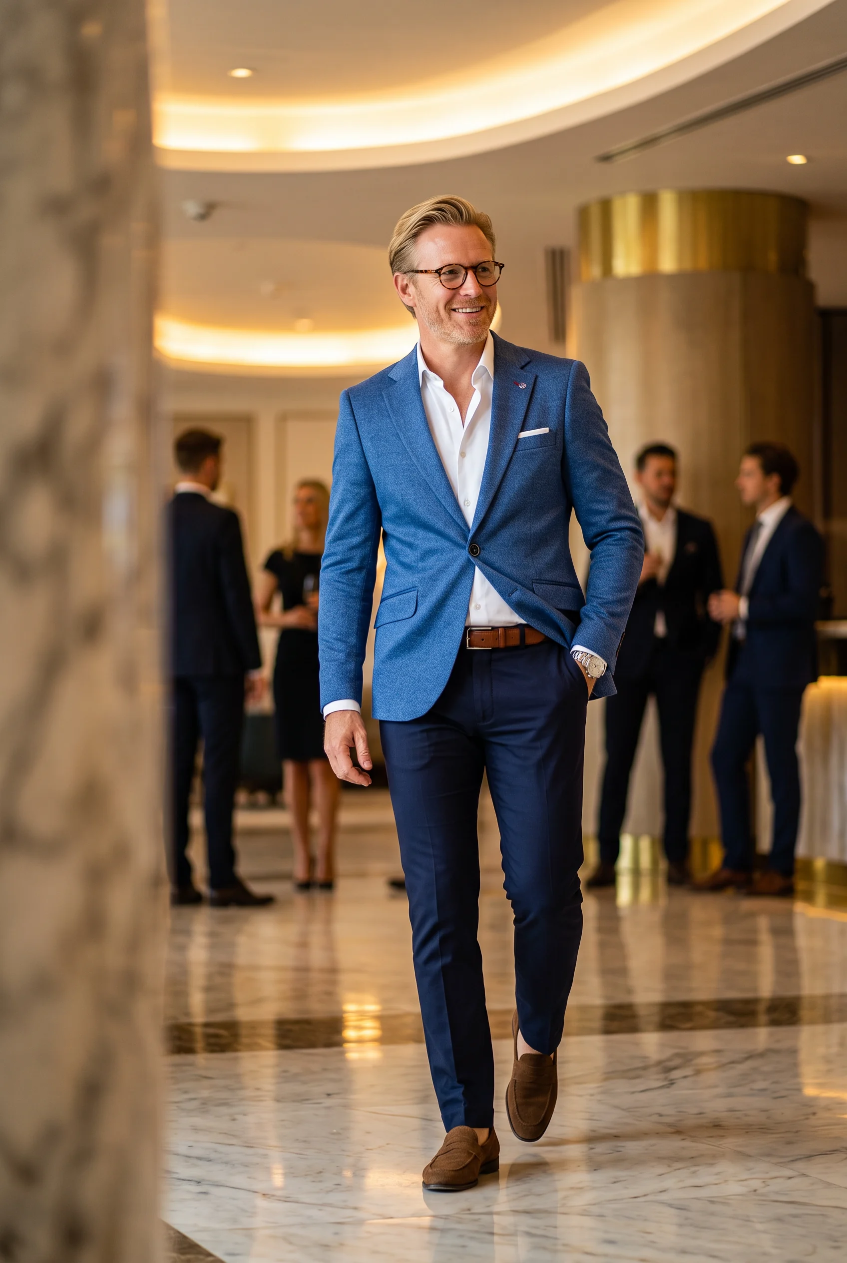 Középkék Slim Fit Sportzakó Középkék Slim Fit Sportzakó