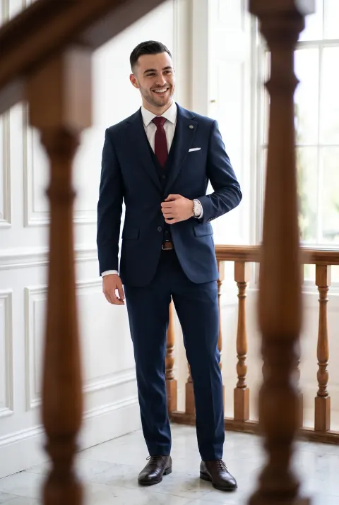 Sötétkék szalagavatós slim fit öltöny