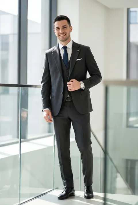 Sötétszürke szalagavatós slim fit öltöny